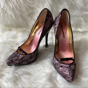 Dsquared2 Dentelle pink lace pumps